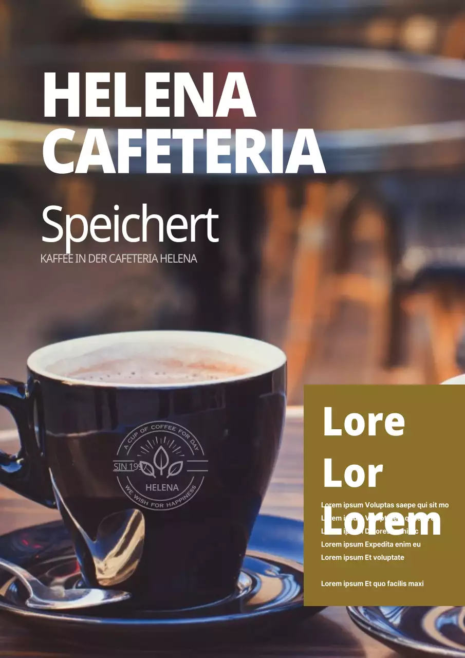 Werbung für ein einfaches Café mit einem Foto einer braunen Tasse Kaffee