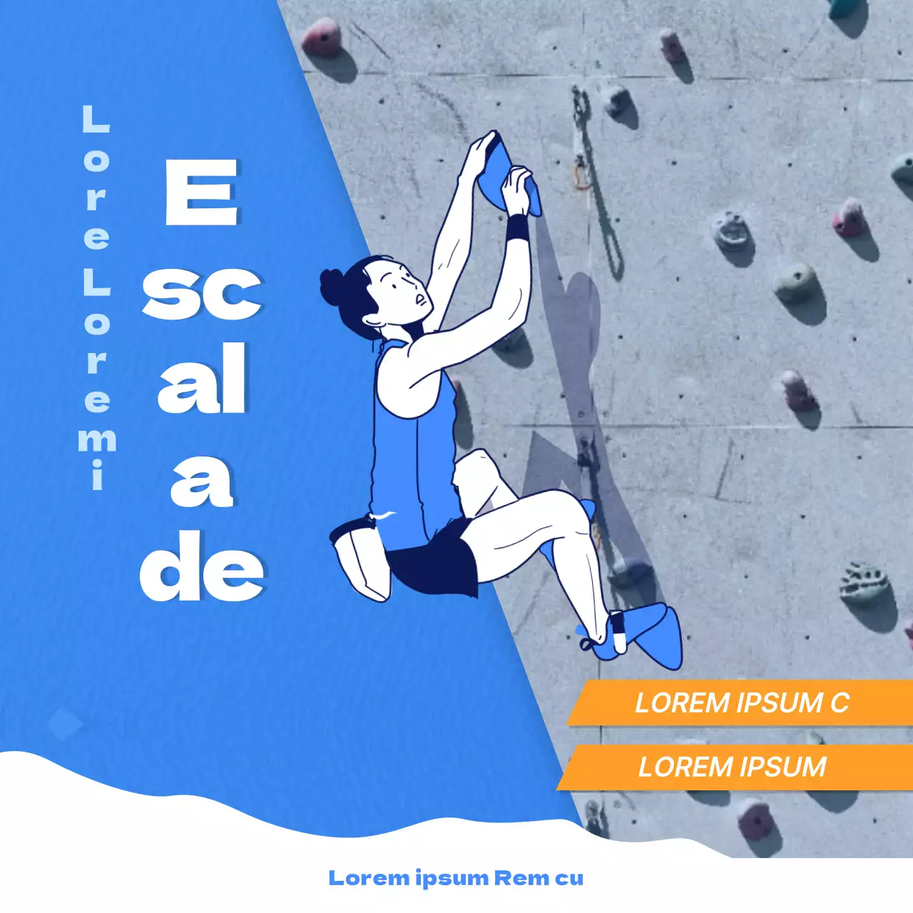 Carte d'escalade cool et dynamique en orange sur fond bleuNews