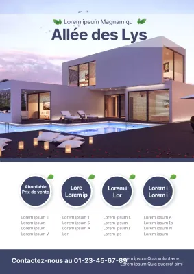 Faites la promotion d'une propriété résidentielle à vendre avec une photo d'un immeuble résidentiel de luxe en bleu marine.