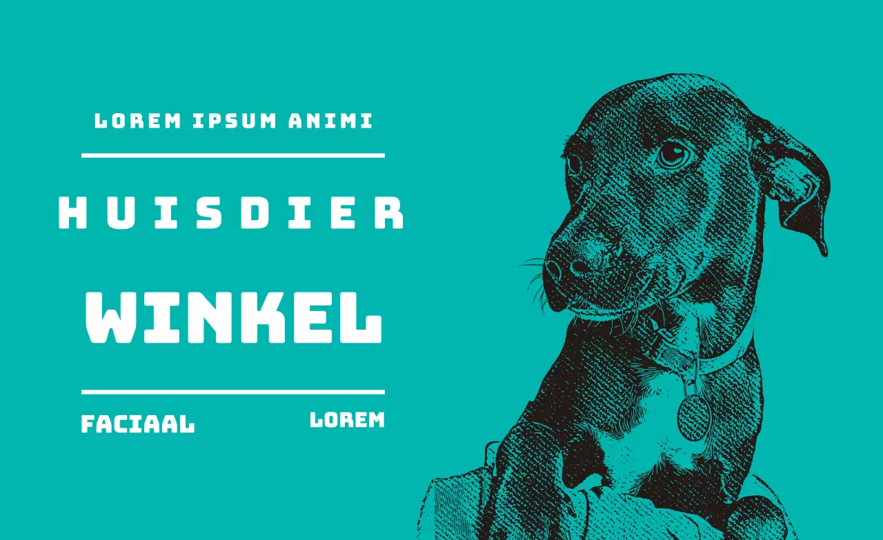 Turquoise Geïllustreerd Dierenwinkel Etiket