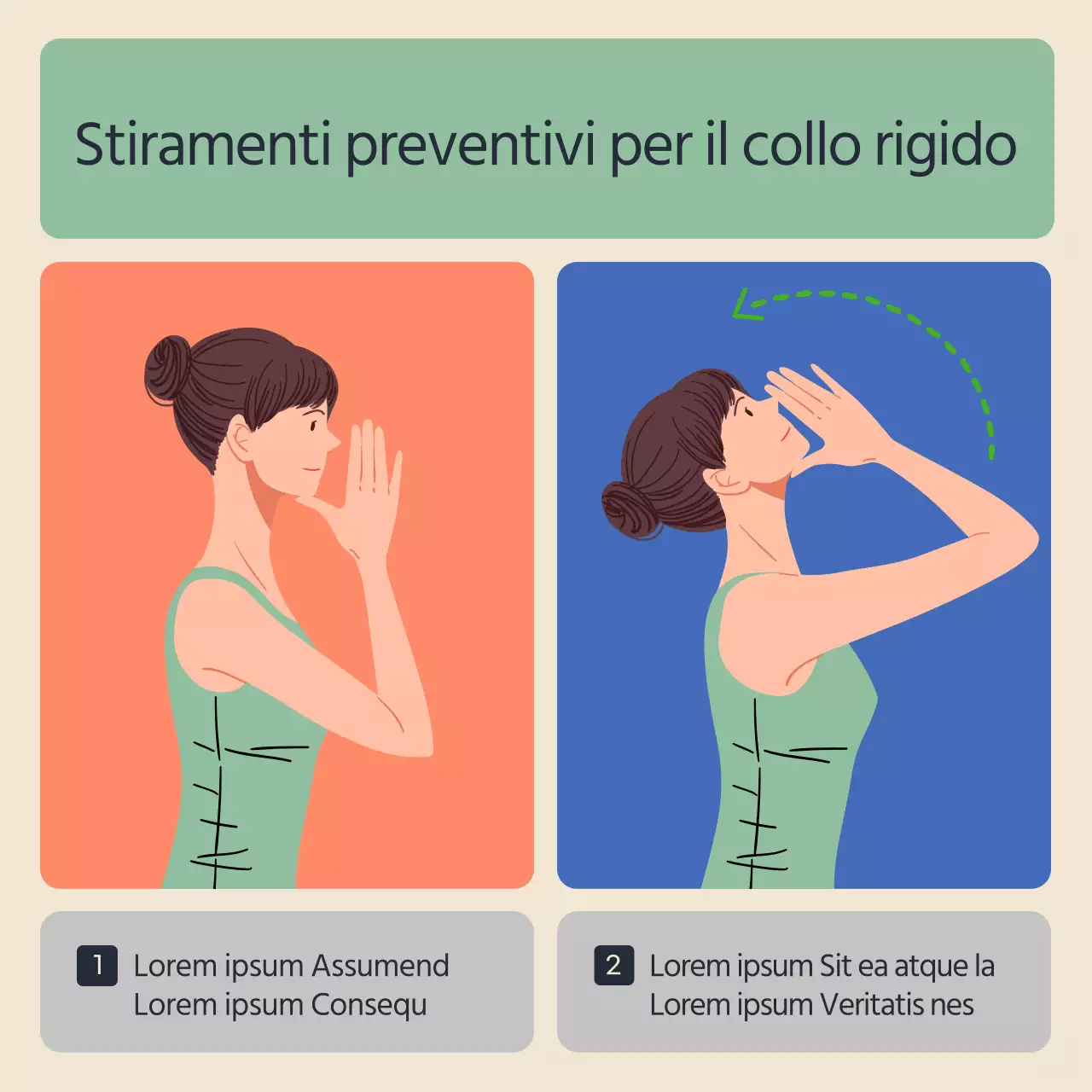 Informazioni sulla riabilitazione Turtle Neck Pilates in blu e arancione