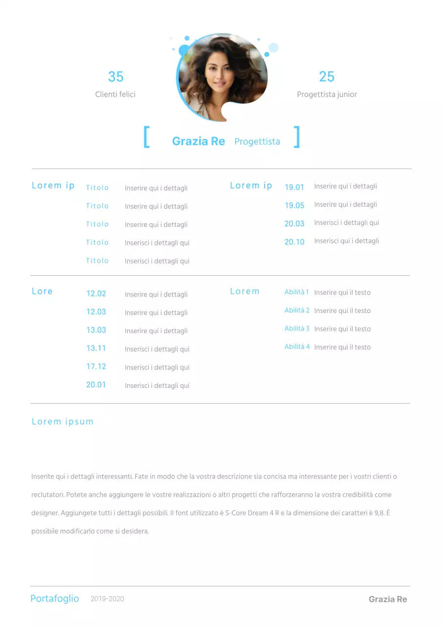 Lettera di presentazione semplice di colore azzurro