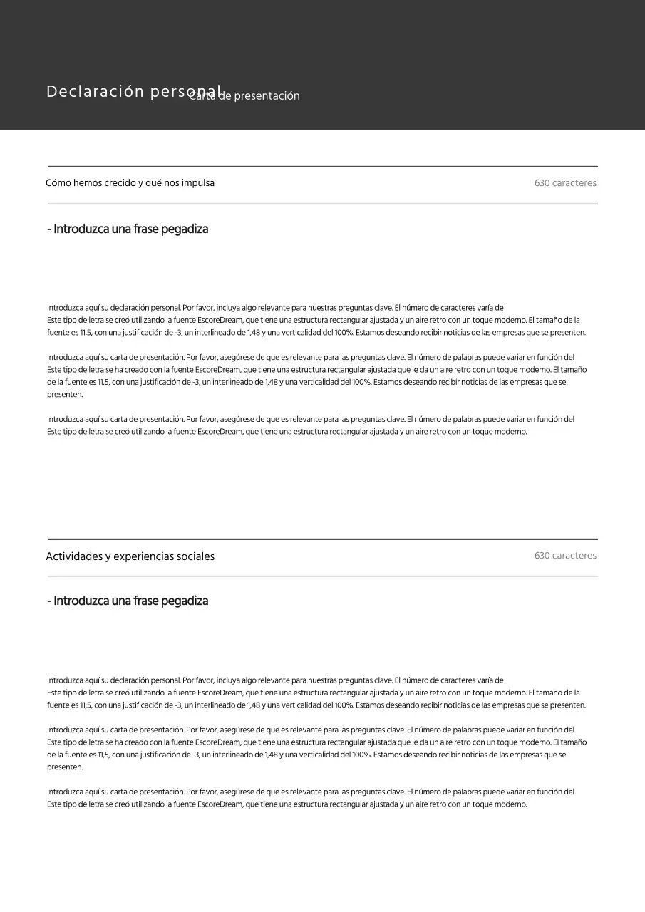 Un formulario de carta de presentación gris y sencillo