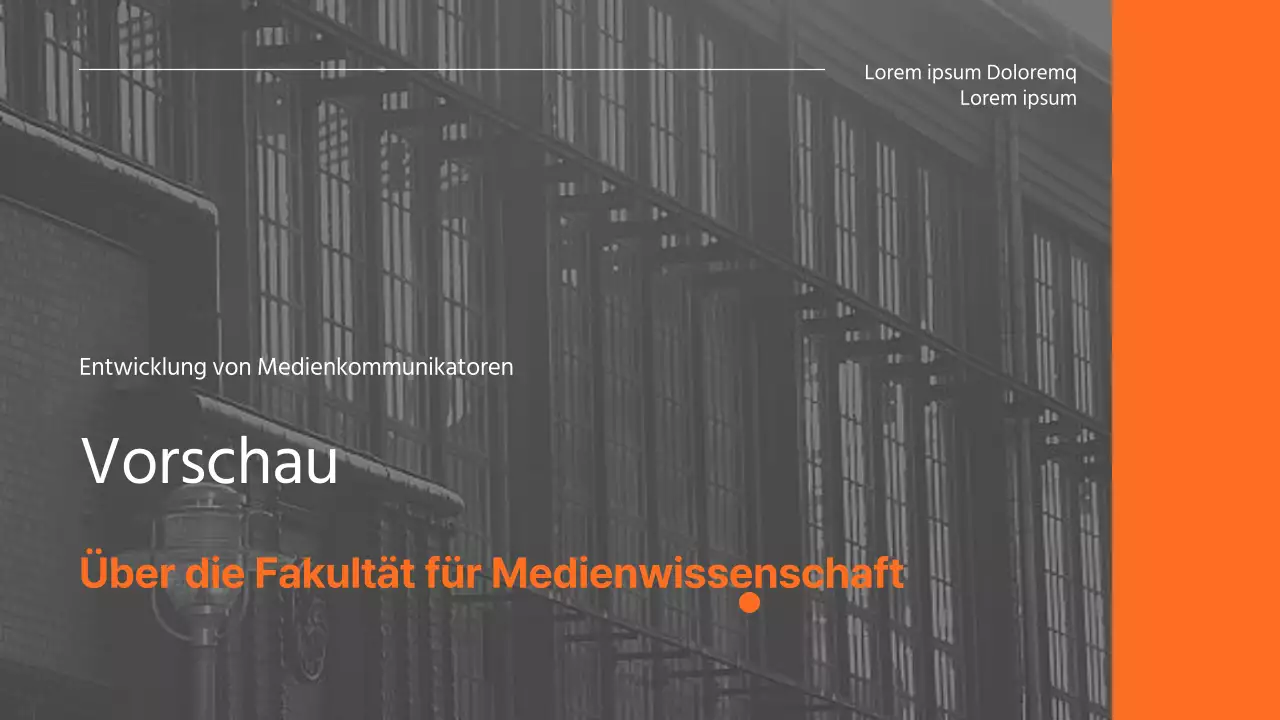 Moderne graue und orangefarbene Universität Abteilung Öffentlichkeitsarbeit Einführung Präsentation