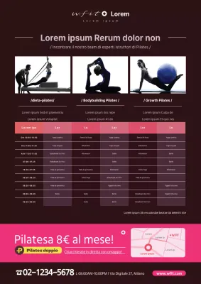 Promuovete sconti sul Pilates e scuole di yoga con foto di voi che fate yoga in rosa.