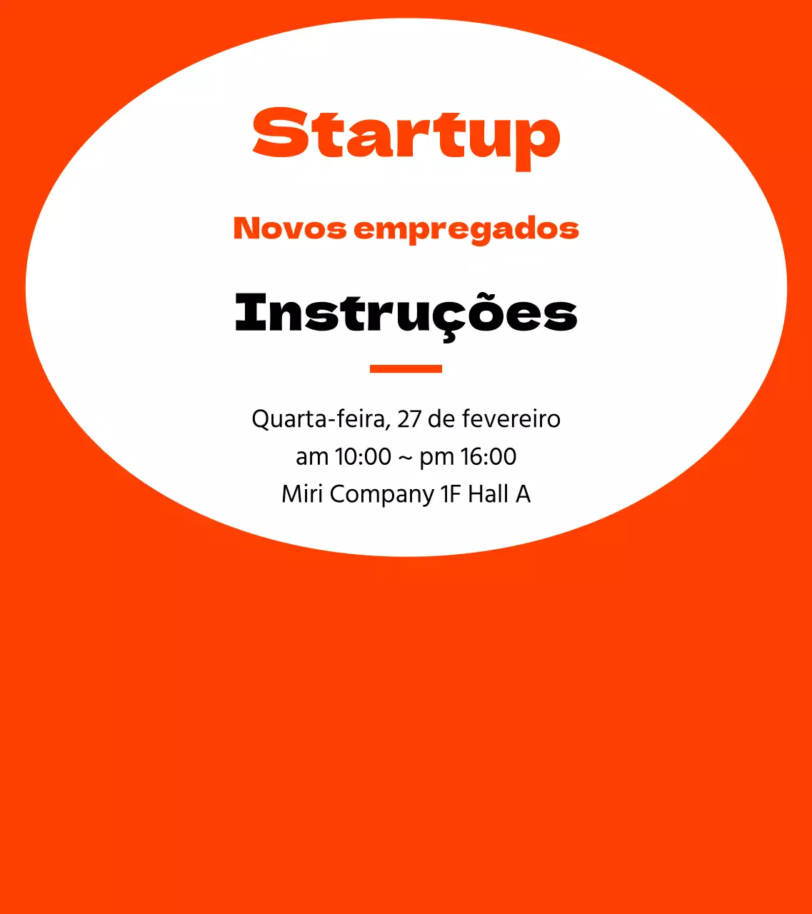 Estilo de moldura simples em laranja e preto para informações de orientação de novos contratados