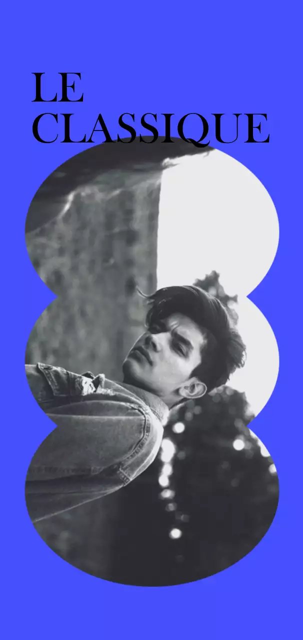 Marchandises sentimentales avec des cadres de différentes formes en bleu, vert et noir, et des photos en noir et blanc