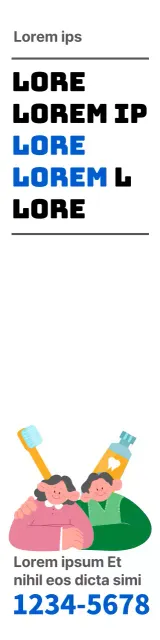 Voor het promoten van tandheelkundige lessen in gezondheidscentra met blauwzwarte tekst en kleurrijke, schattige illustraties.