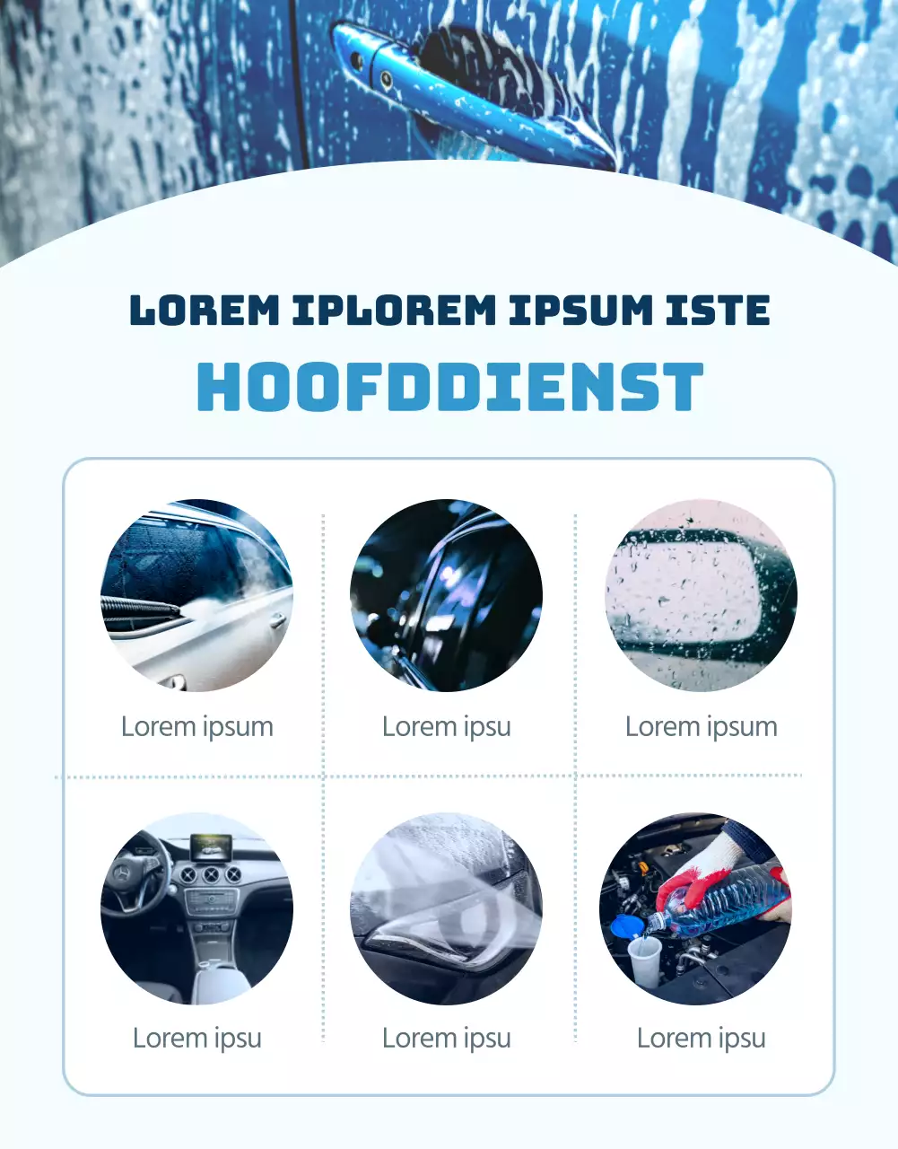 Detailpagina handwas met blauwe achtergrond