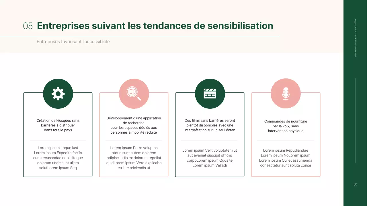 Présentation simple de l'affectation sans obstacle en beige et en vert