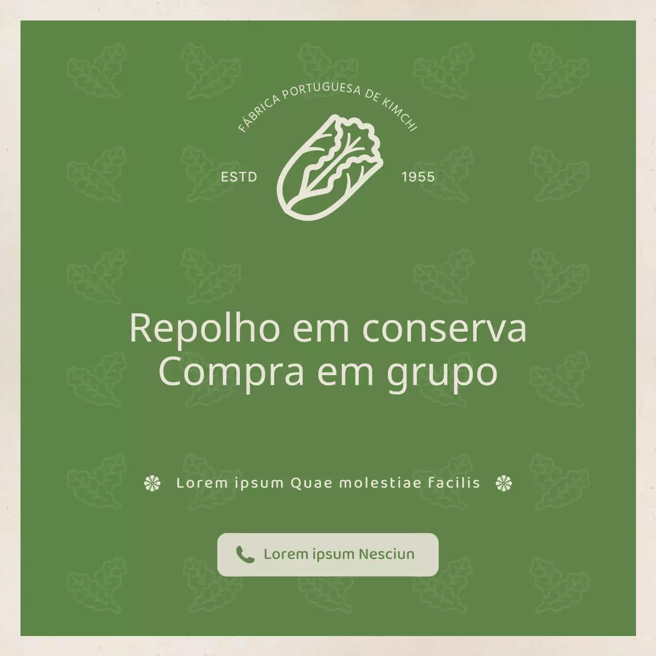 A couve de conserva simples em verde claro e bege é um guia de compras comum