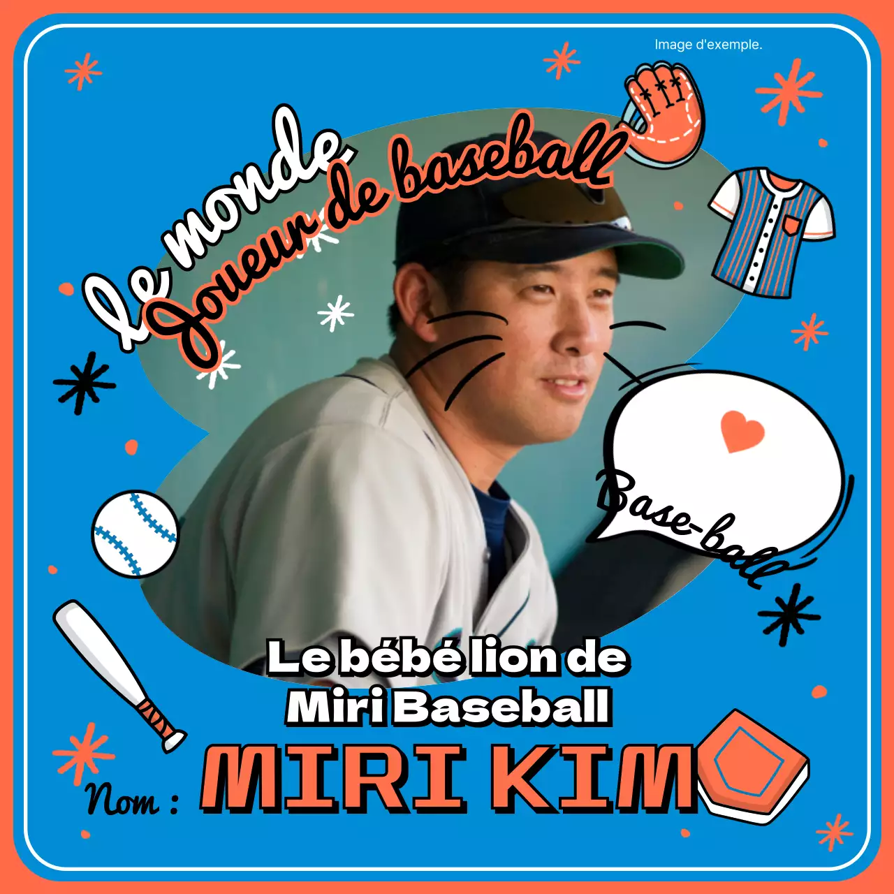 Une page de sportifs avec un cadre multicolore et des illustrations mignonnes.