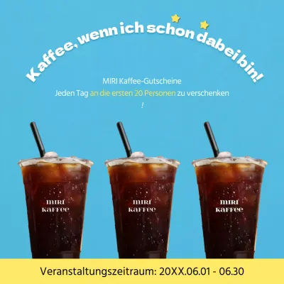 Werbung für eine einfache Café-Revue-Veranstaltung in Hellblau