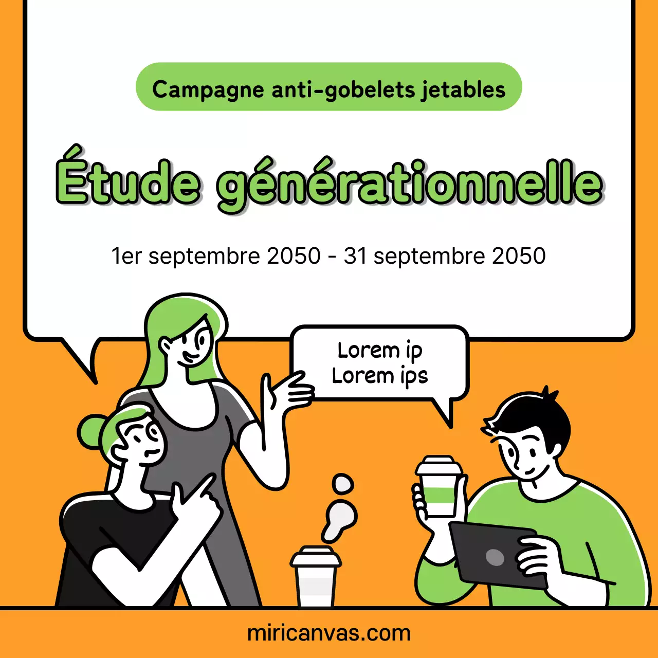 Enquête de sensibilisation générationnelle sur les gobelets jetables orange-vert