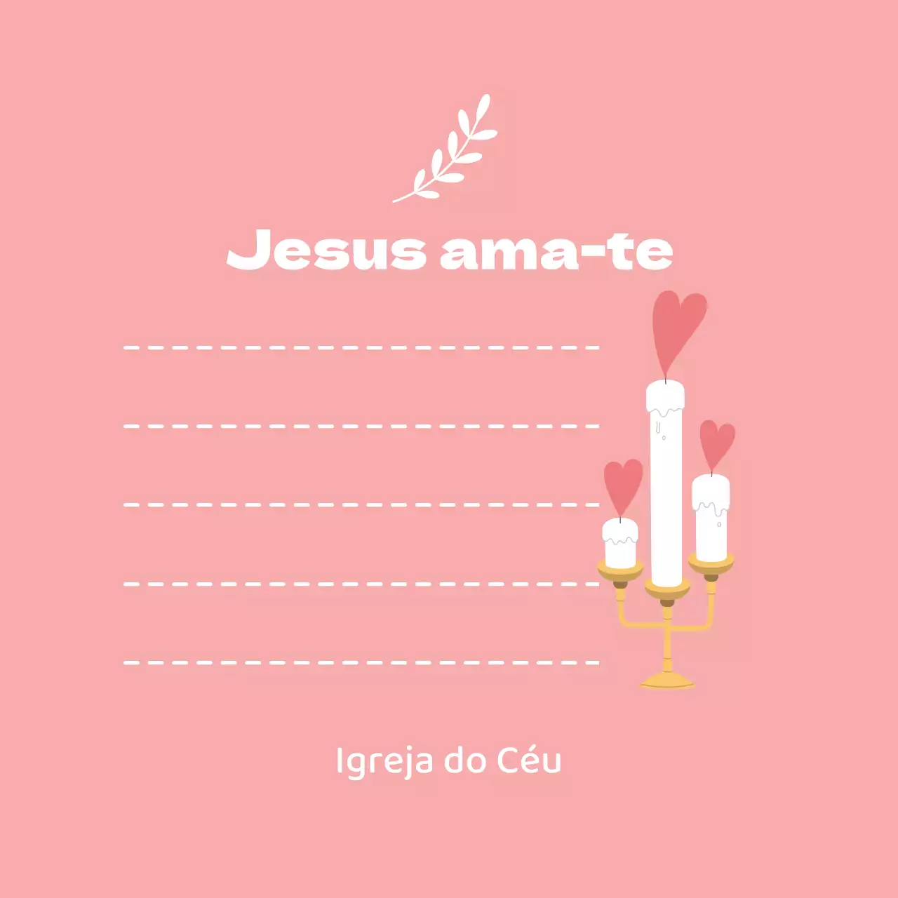 Ilustração simples cor-de-rosa para papel de carta de igreja