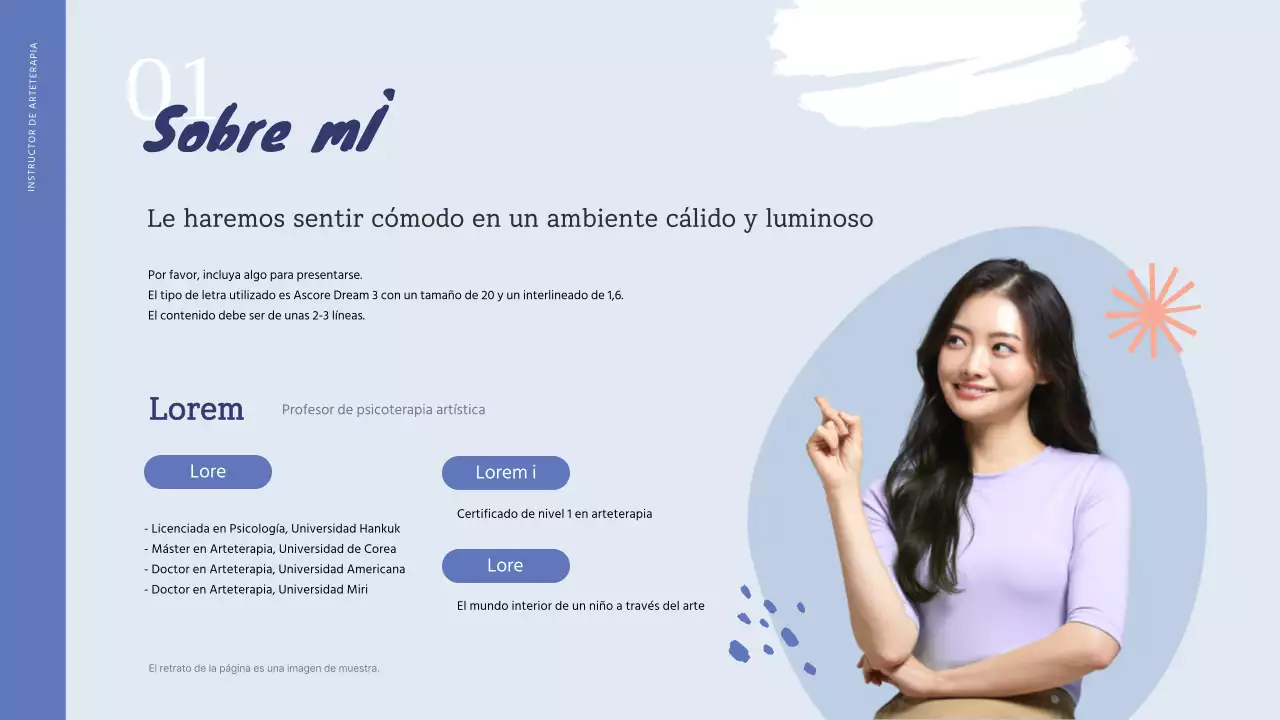 Portafolio de Instructor de Arte Psicoterapia en Azul y Celeste