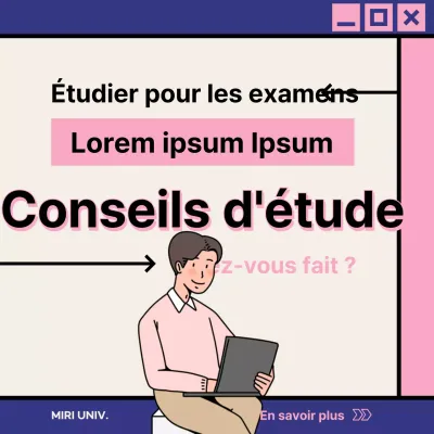 Conseils d'étude simples avec des accents de titre rose et bleu marine