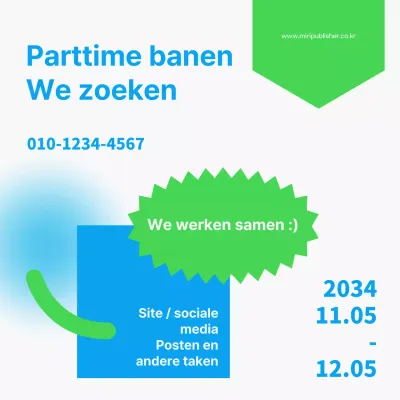Tweekleurige lichtblauwe en chartreuse parttime vacatures