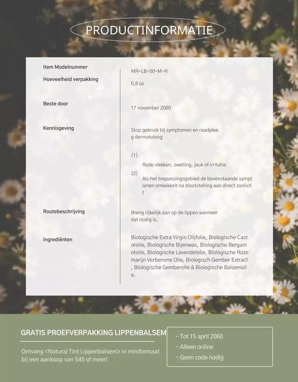 Groene en eenvoudige lippenbalsem cosmetica