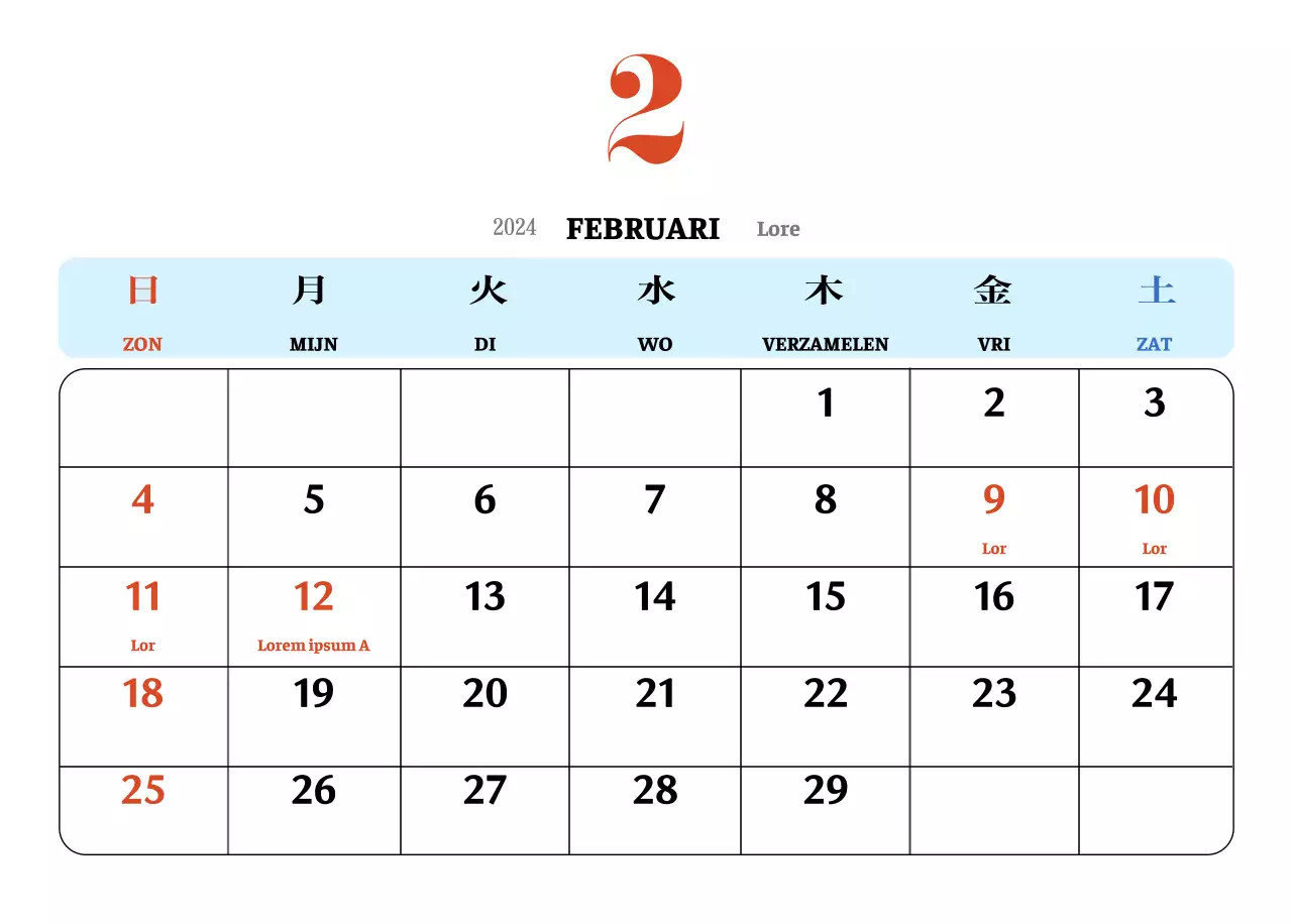 Retro concept nostalgiekalender in rood en blauw