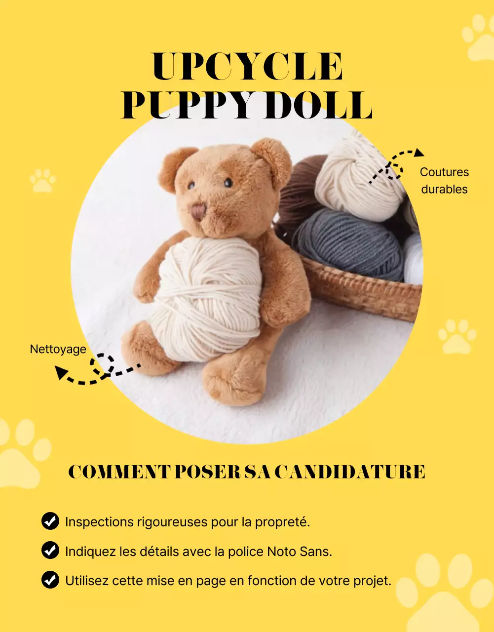 Guide pour le financement d'une peluche jaune