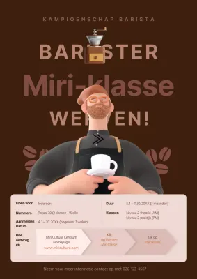 Brown's 3D Concept is op zoek naar koffiebarista studenten