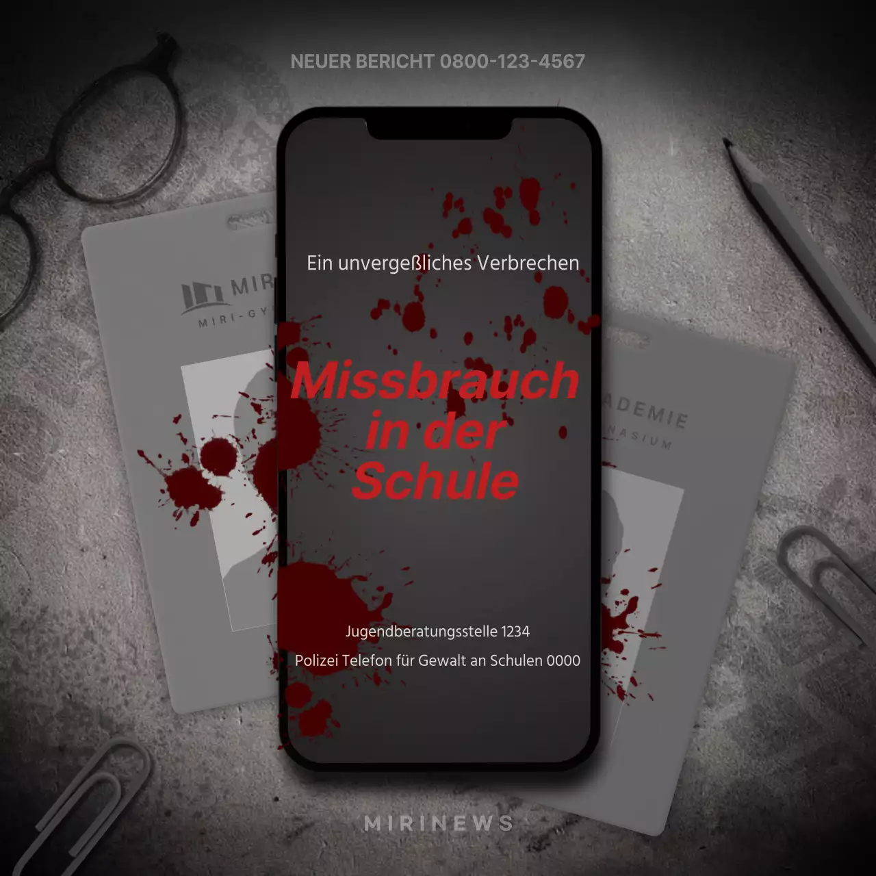 Gewalt an Schulen in Grau und Rot