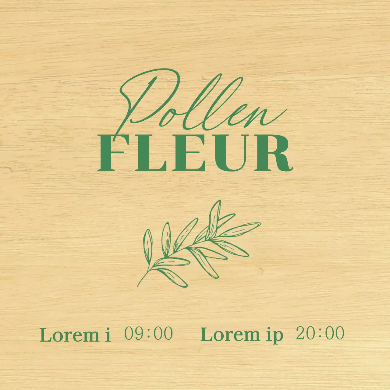 Conception d'un magasin de fleurs avec des illustrations botaniques vertes, esquissées à la main