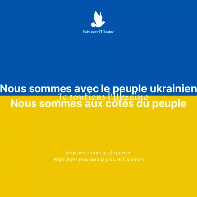Messages de guerre et de paix en bleu et jaune