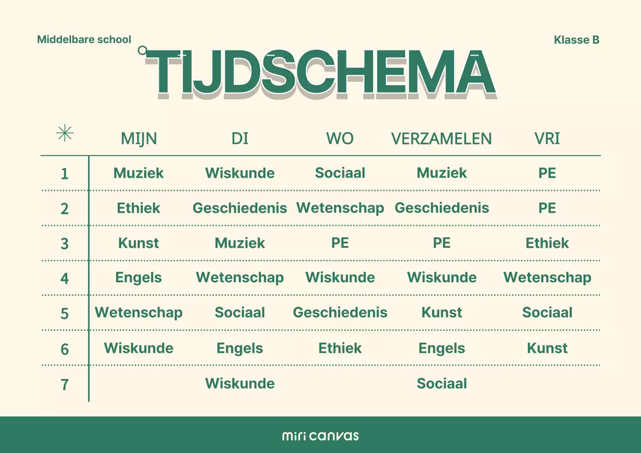 Schoolroosters met een eenvoudig concept