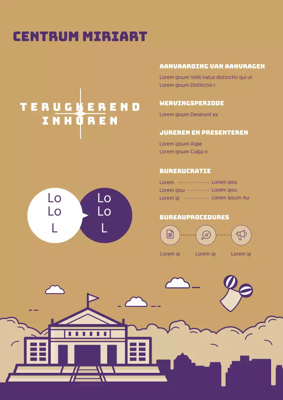 Paars goud eenvoudige lijn illustratie concept kunstgalerie regelmatige huuraankondiging