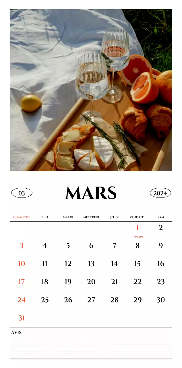 Calendrier mural de style simple avec concept de photographie de voyage émotionnelle en noir et blanc