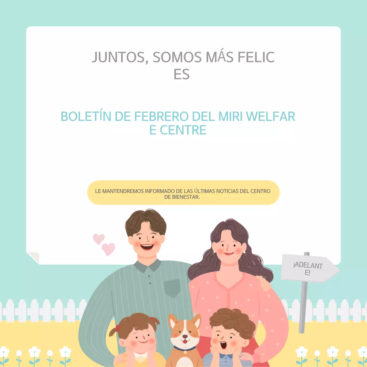 El boletín menta y amarillo de nuestro encantador centro de bienestar