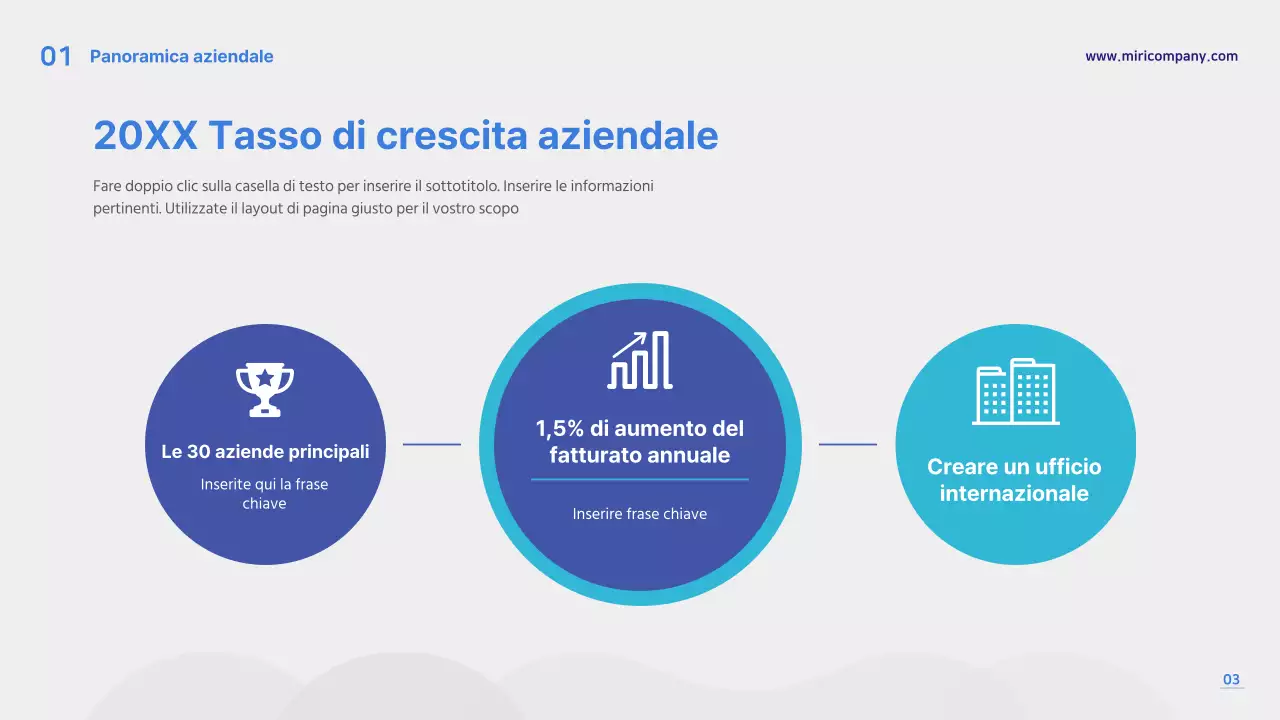 Modello di presentazione blu e grigio