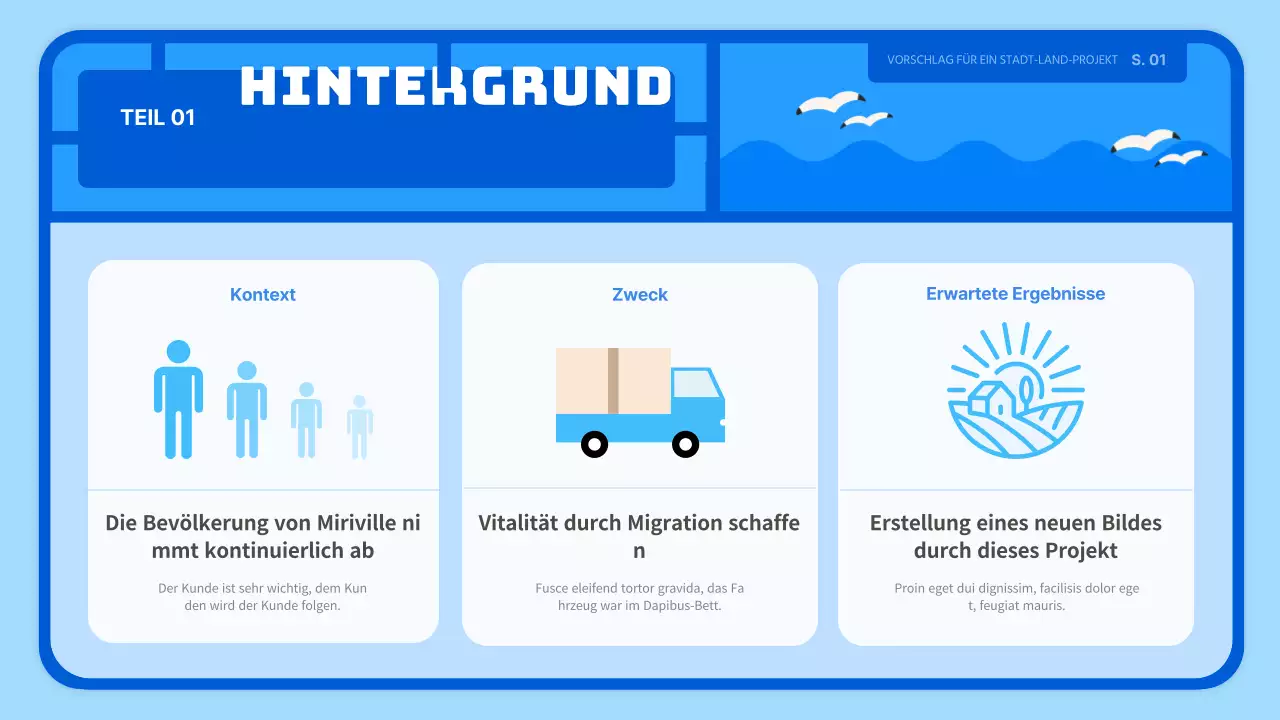 Hellblaue niedliche Spielzeug-Stil Bauerndorf Geschäftsvorschlag