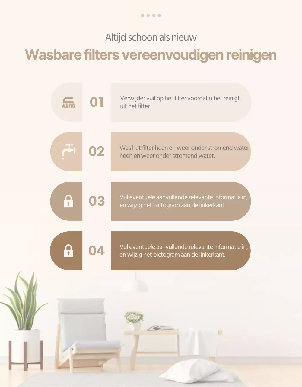 Introductie van een eenvoudige, moderne handstofzuiger in bruin- en beigetinten