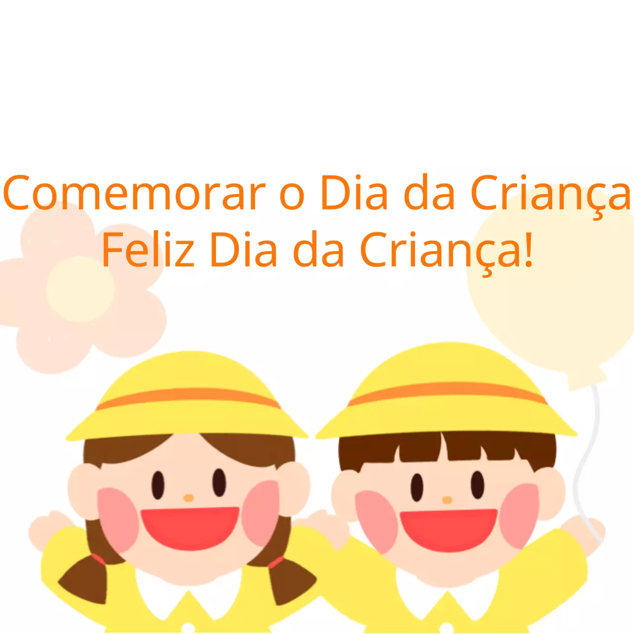 Caligrafia gira para o Dia da Criança com uma ilustração de uma criança vestida de amarelo
