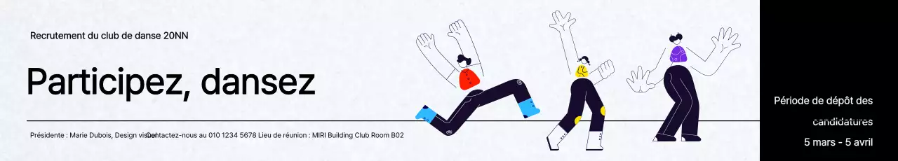 Recruter un club de danse avec de jolies illustrations