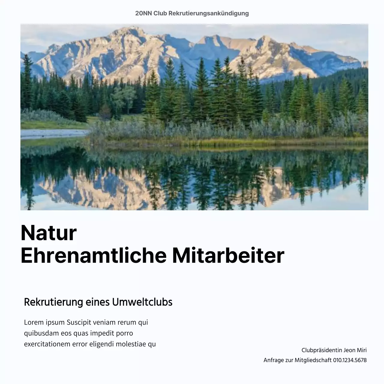 Rekrutieren Sie einen Umwelt-Freiwilligenclub mit sauberen Naturfotos