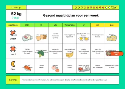 Groene en chartreuse geïllustreerde gezonde voedingstabel