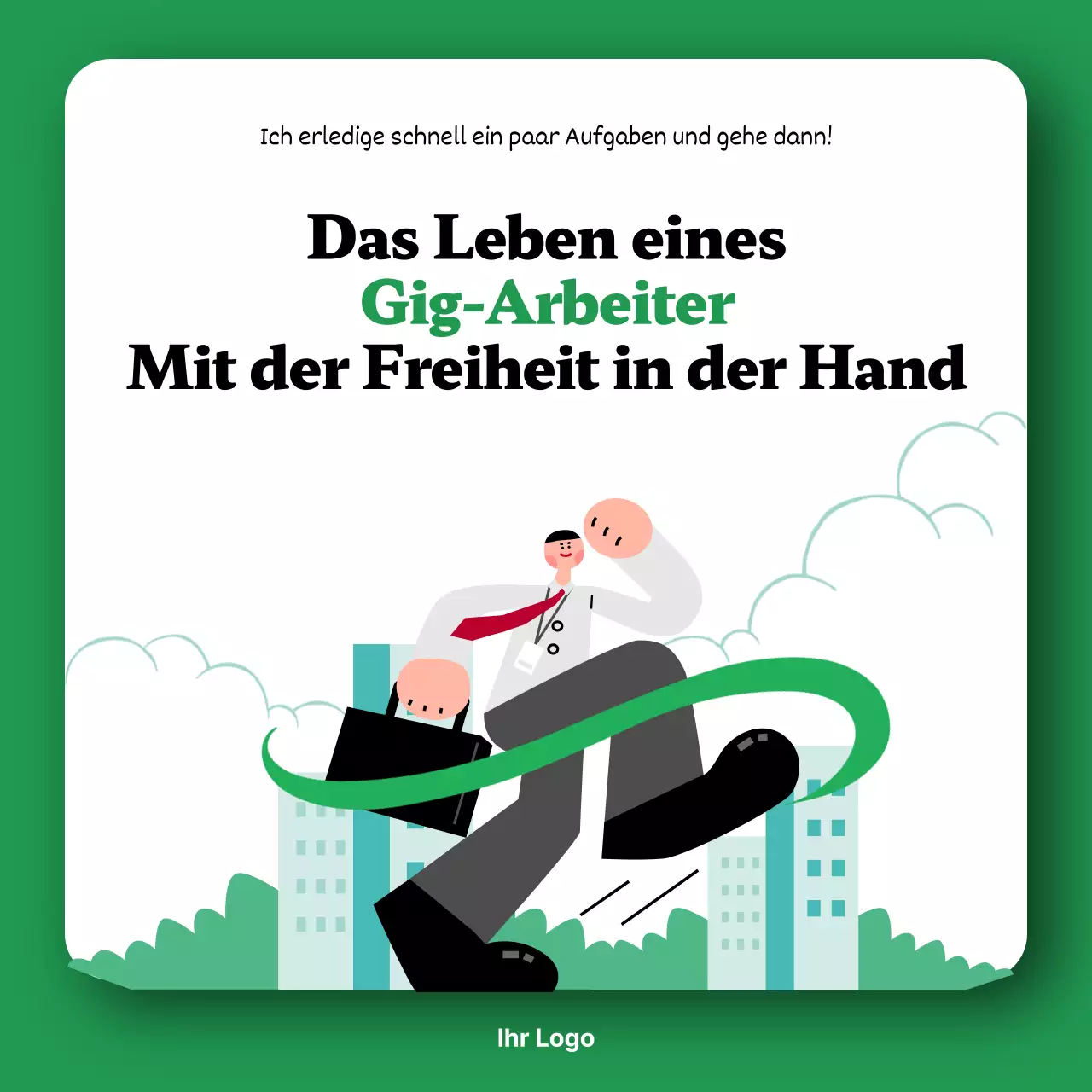 Bewerben Sie Ihre Gigworker-Plattform mit niedlichen grünen Illustrationen