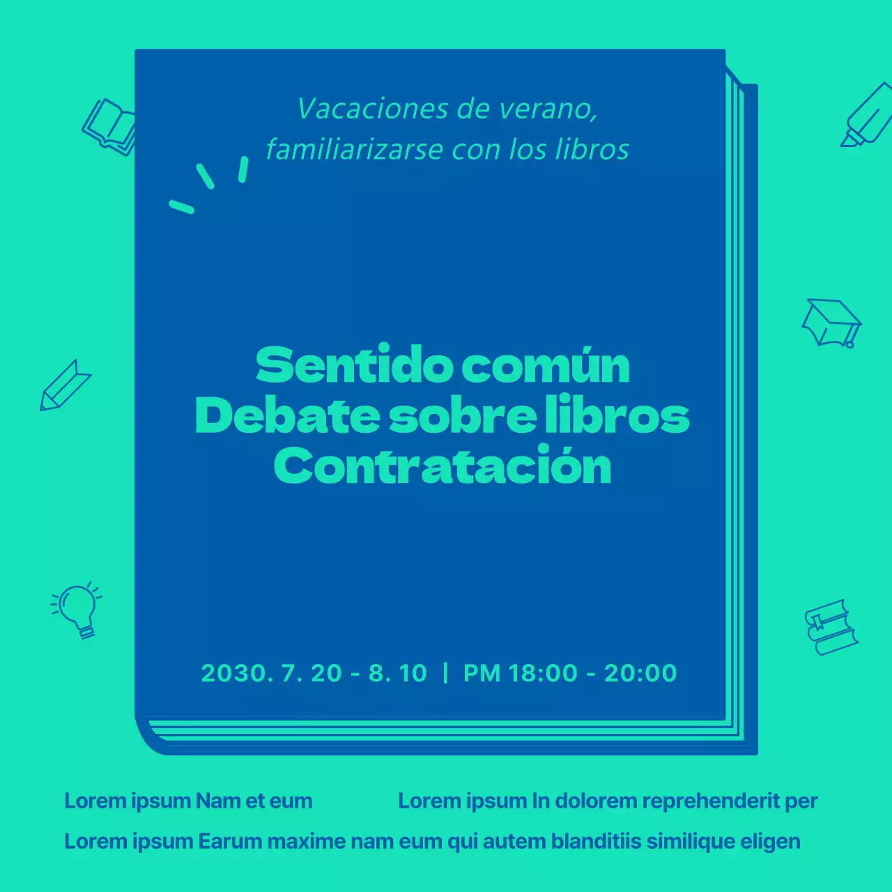 Una sencilla tertulia de libros en azul y menta