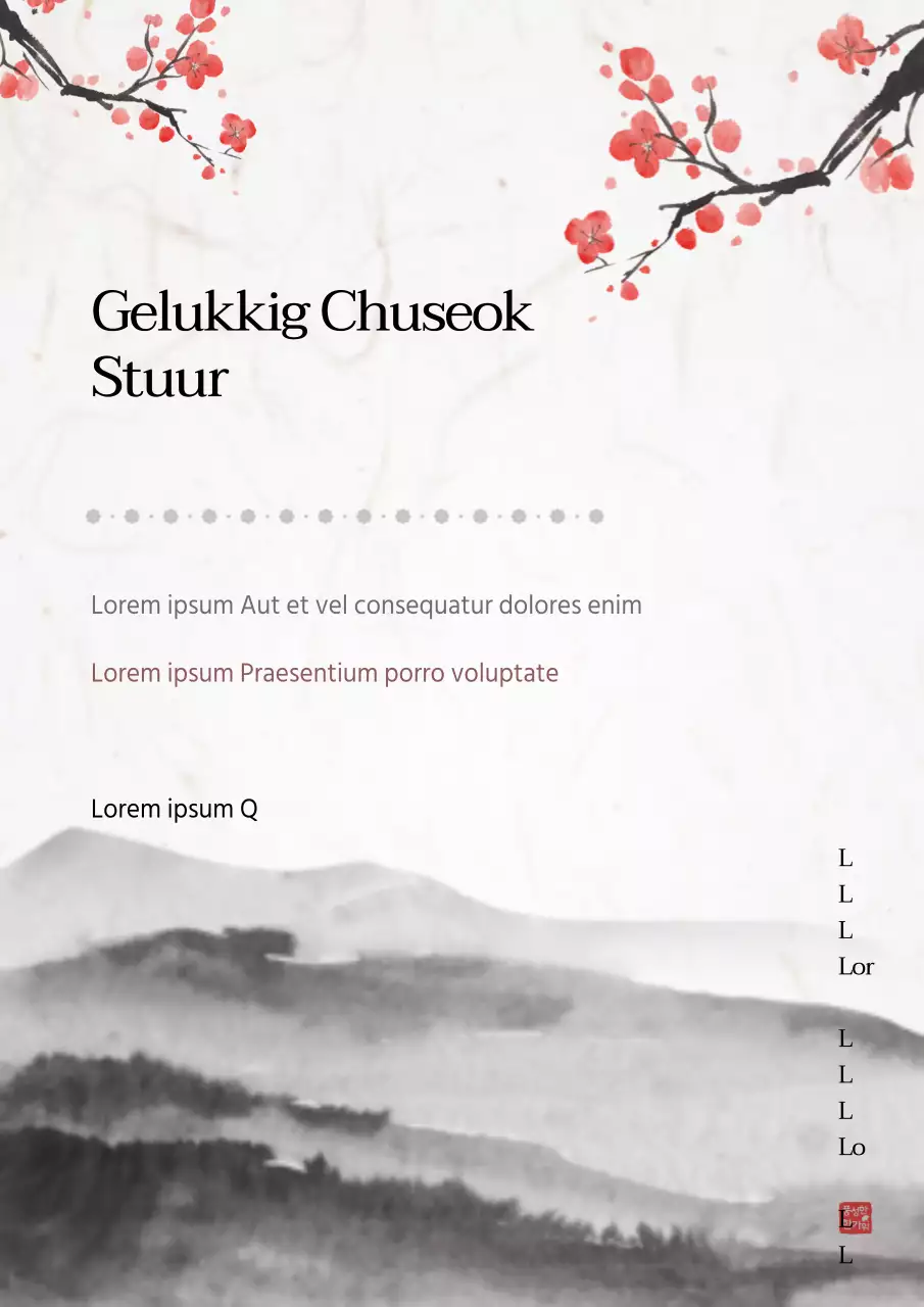 Oriëntaals eenvoudige nieuwjaarsgroet poster in grijs