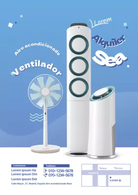 Promocione un evento de venta con una foto de electrodomésticos azules de verano