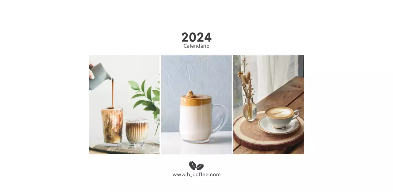 Calendário de café de estilo simples e moderno
