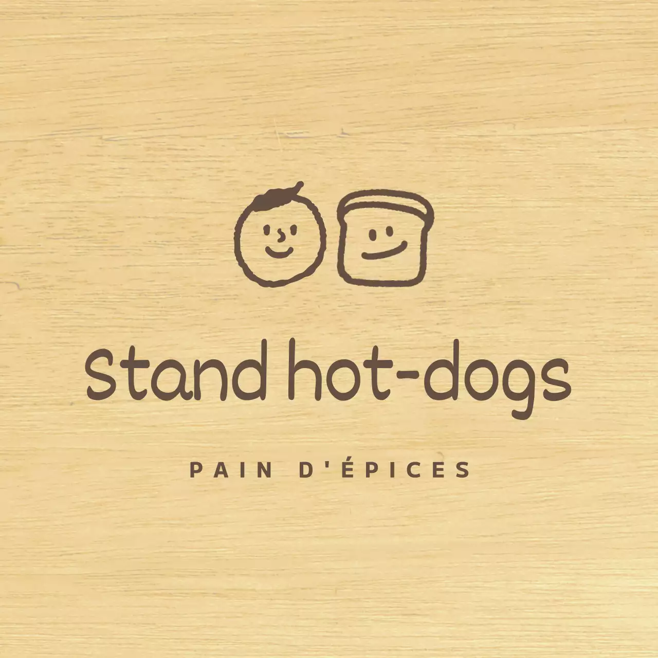 Style boulangerie avec des illustrations de personnes et de pains bruns et dessinés