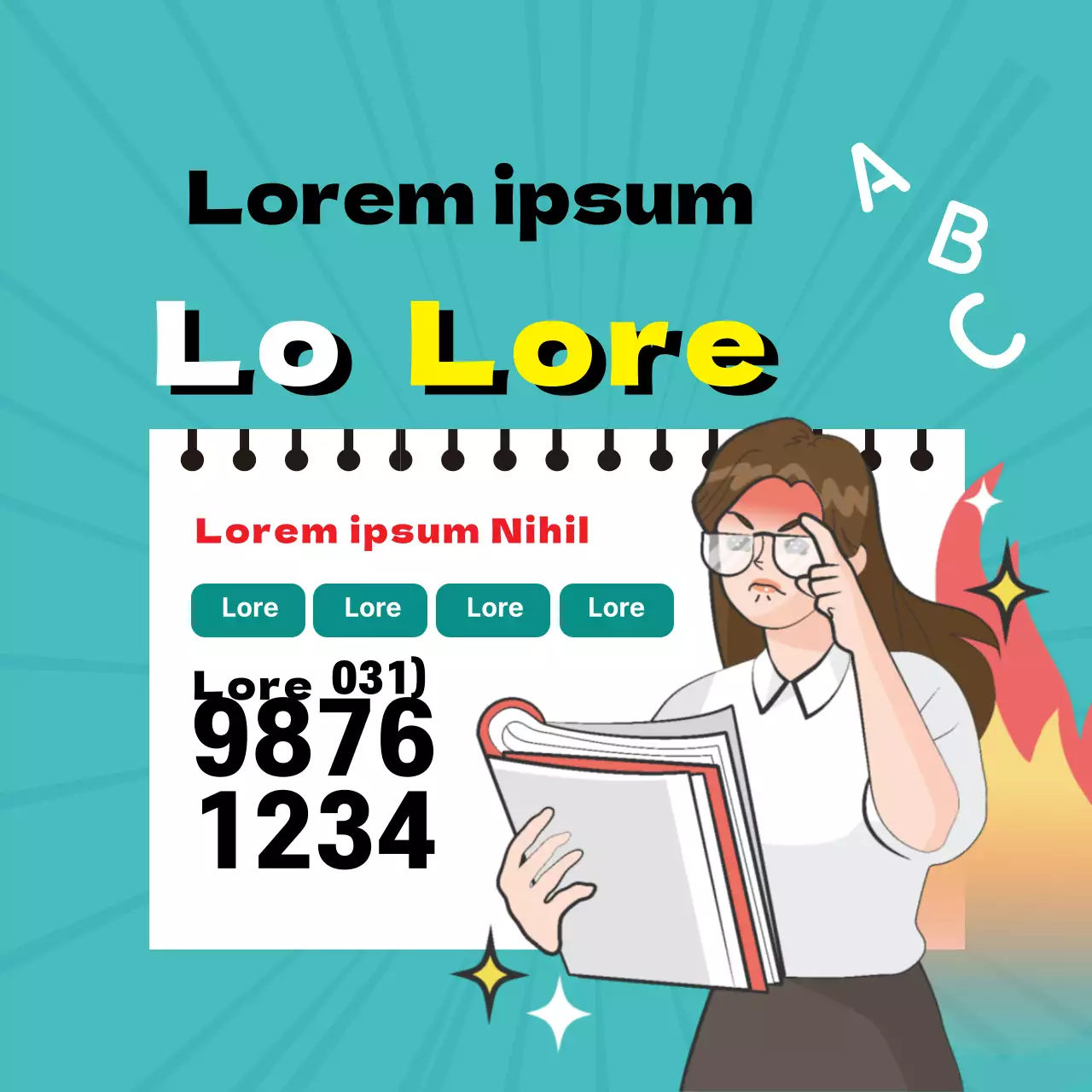 Libreta azul ilustración anuncio escolar