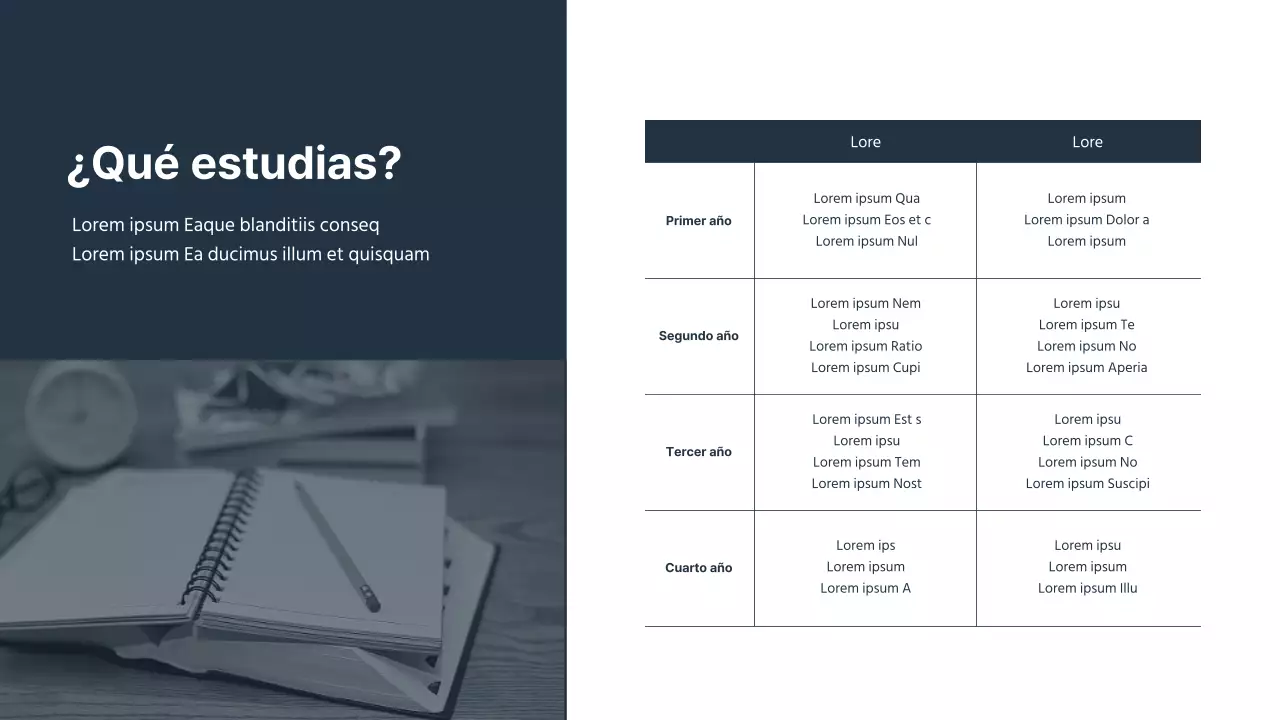 Una sencilla presentación del departamento universitario de relaciones públicas en azul marino y amarillo