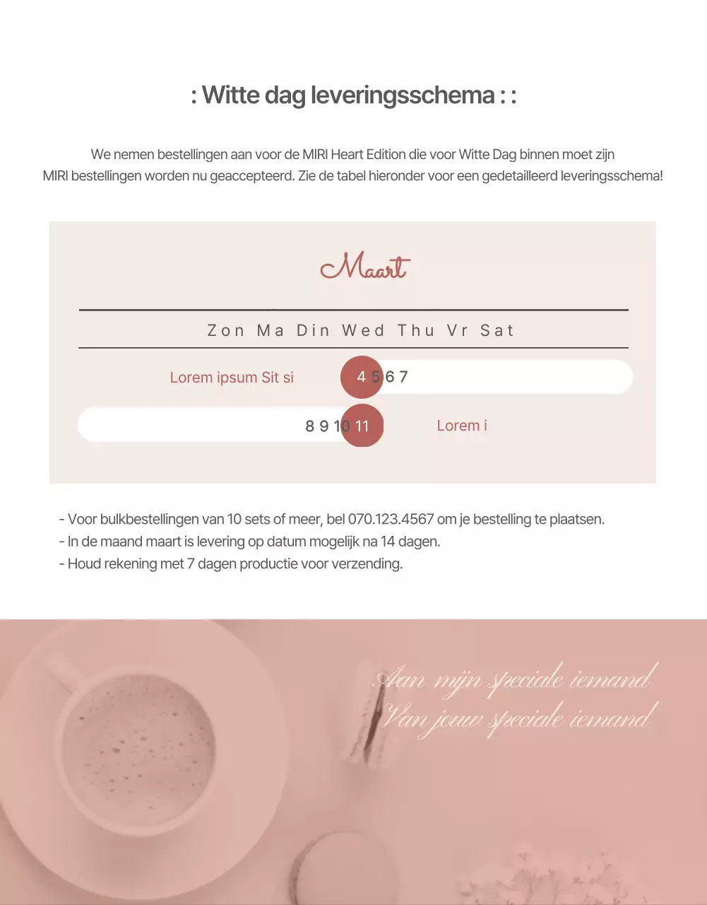 Moderne Witte Dag Macarons in Roze en Beige Product Briefing