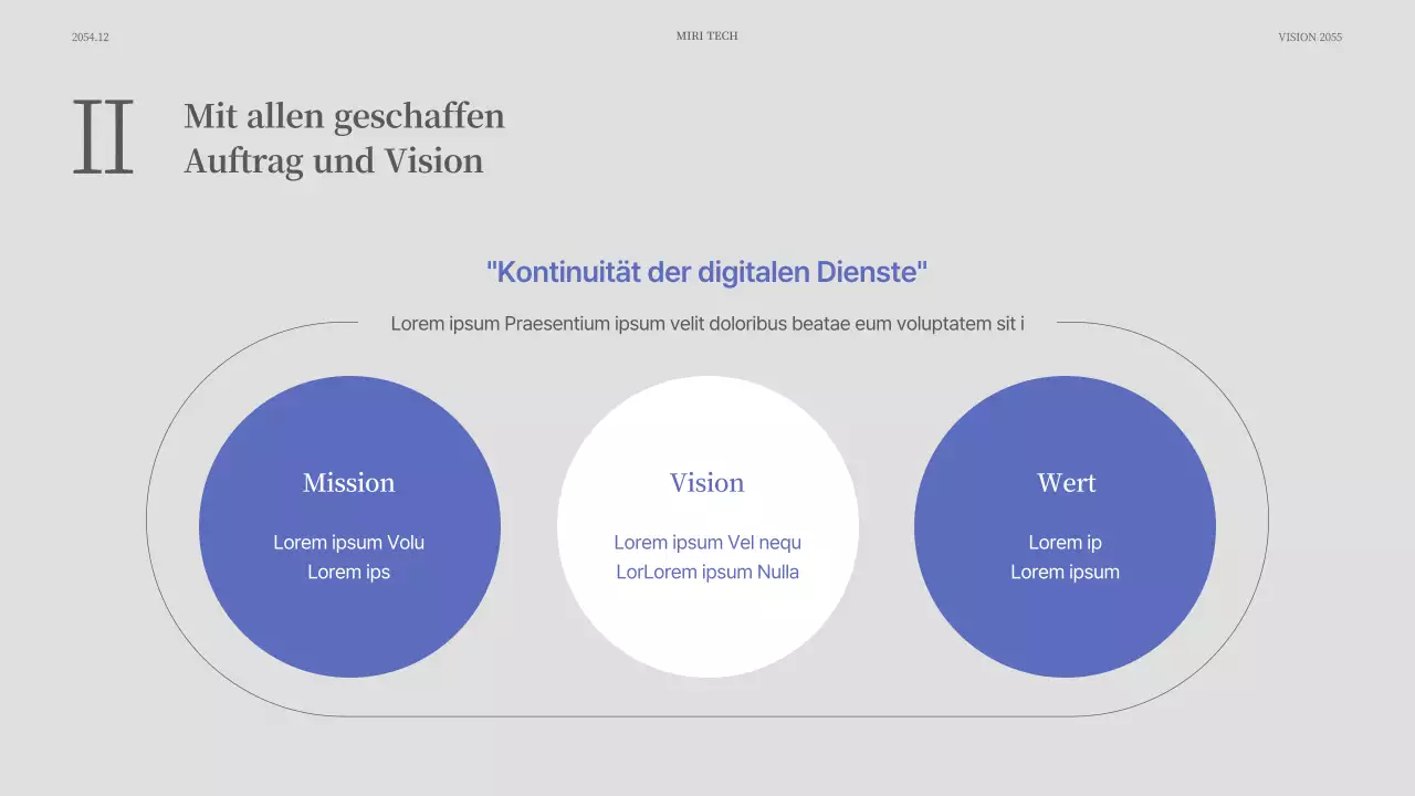 Einfache Veranstaltungspräsentation in Blau und Grau